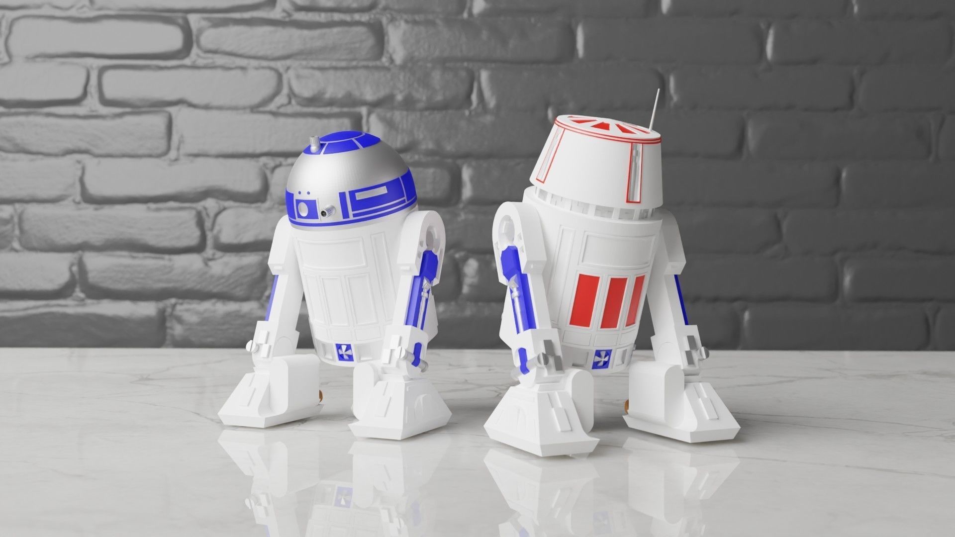 Star Wars Fully Articulated R2-D2 and R5-D4 3D print model_2