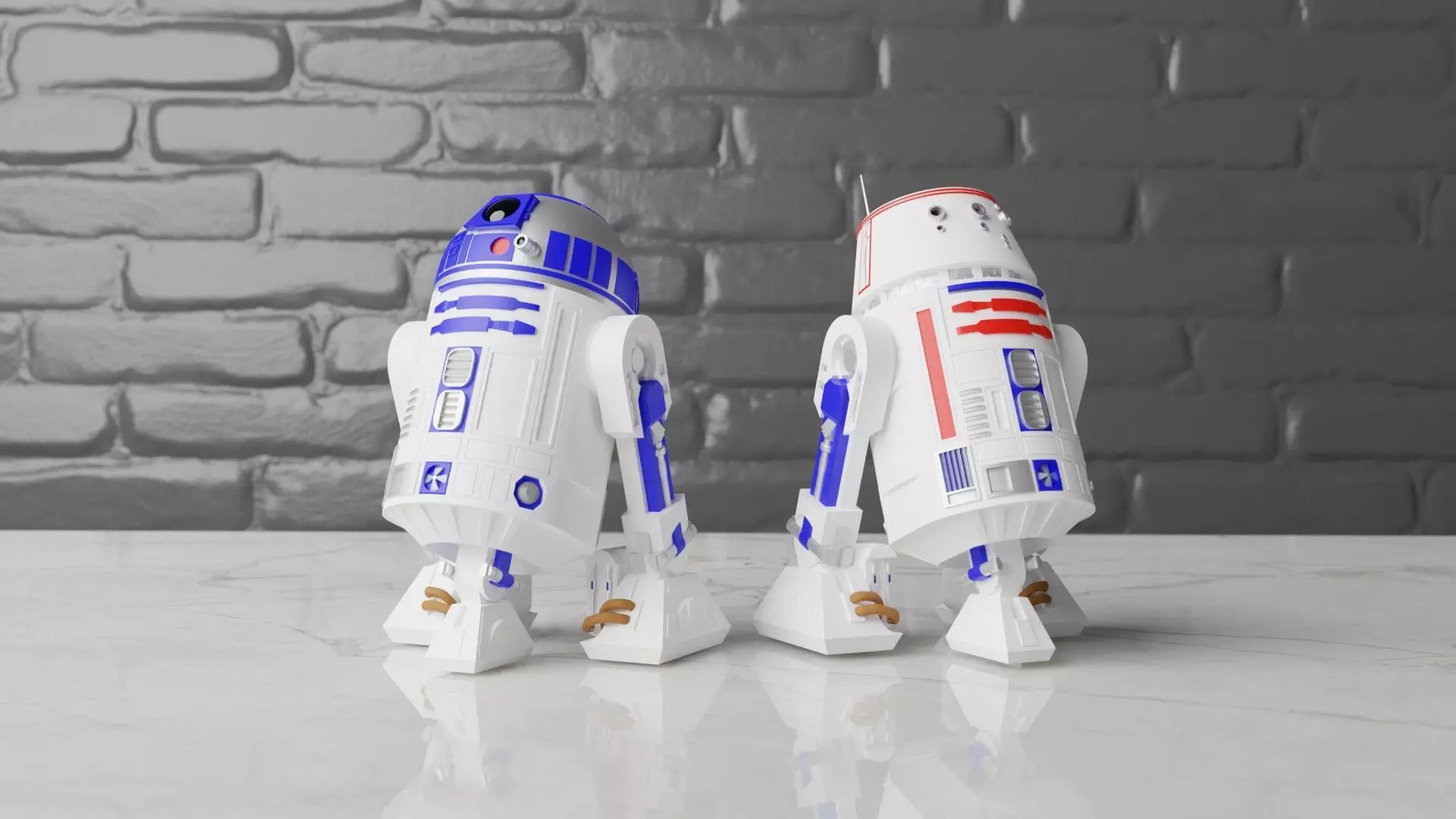 Star Wars Fully Articulated R2-D2 and R5-D4 3D print model_0