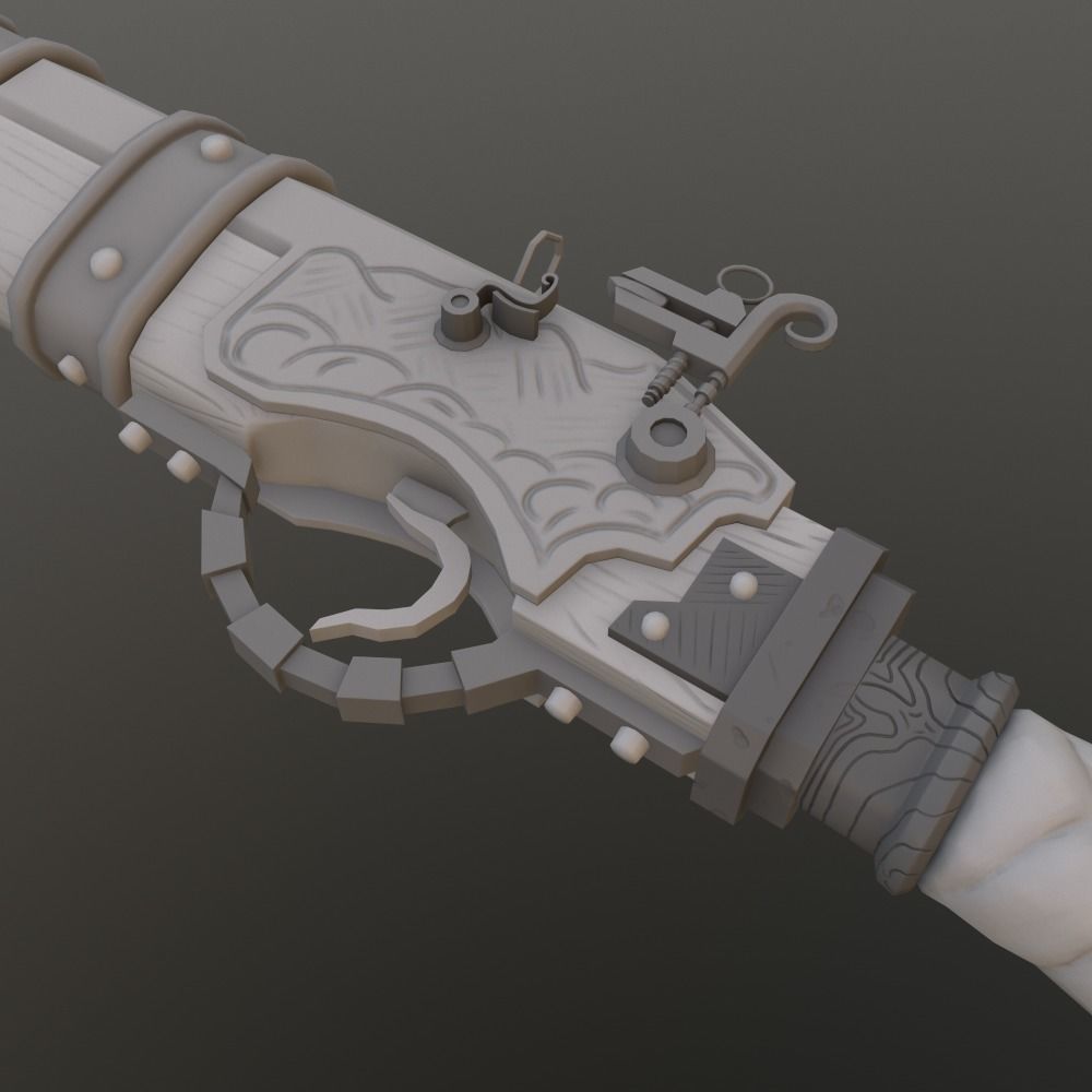 AXE GUN Low-poly 3D model_4