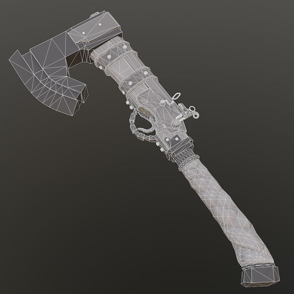 AXE GUN Low-poly 3D model_2