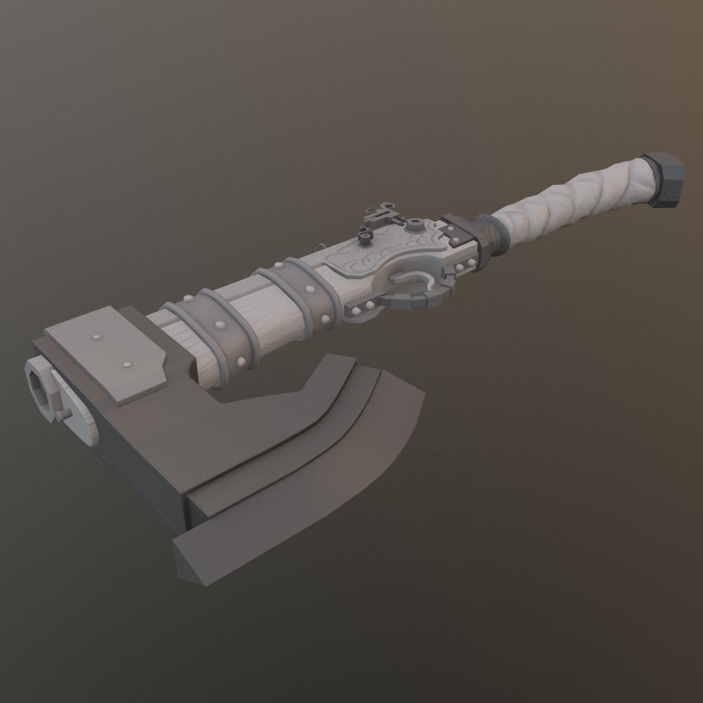 AXE GUN Low-poly 3D model_3