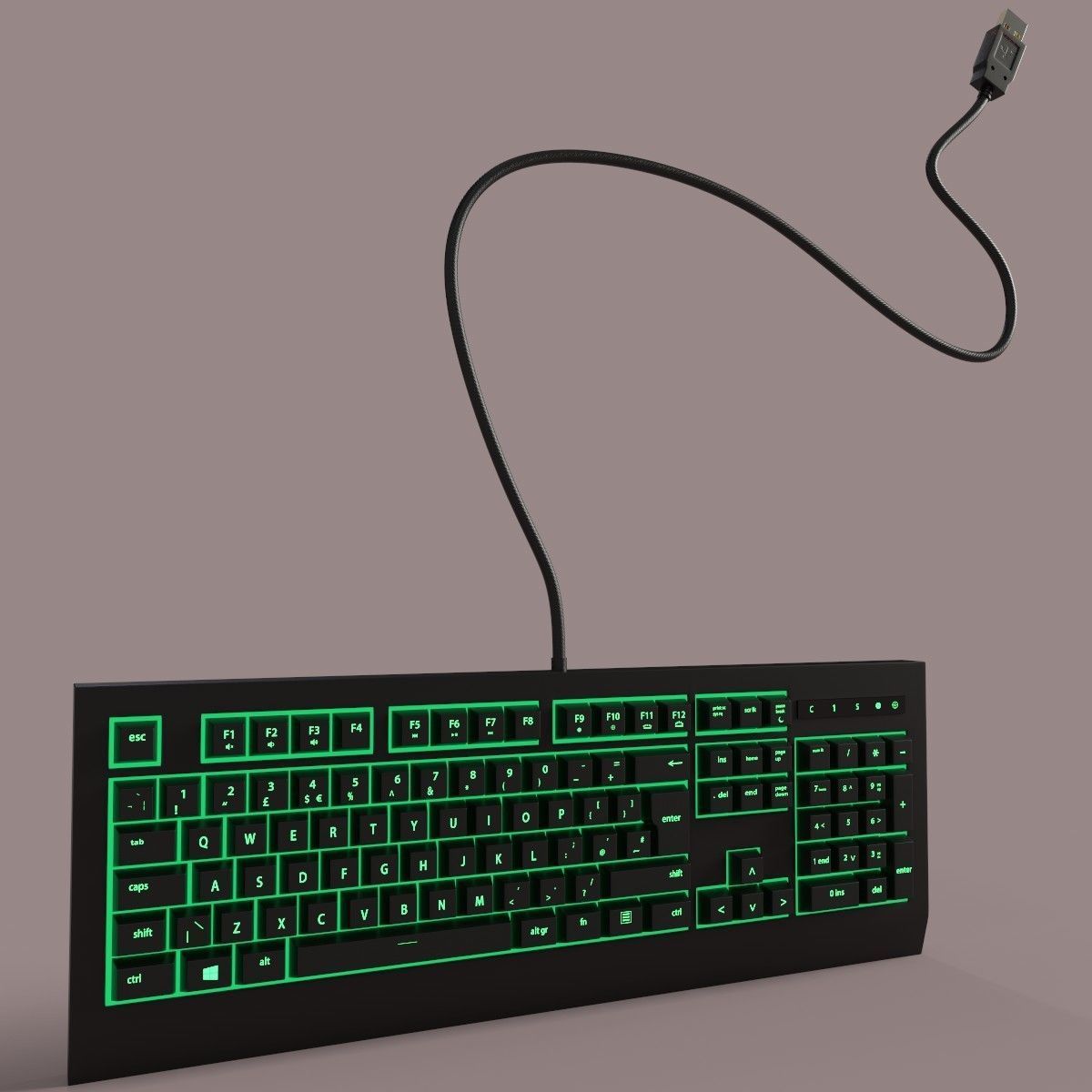 Green rgb pc keyboard 3D model_5
