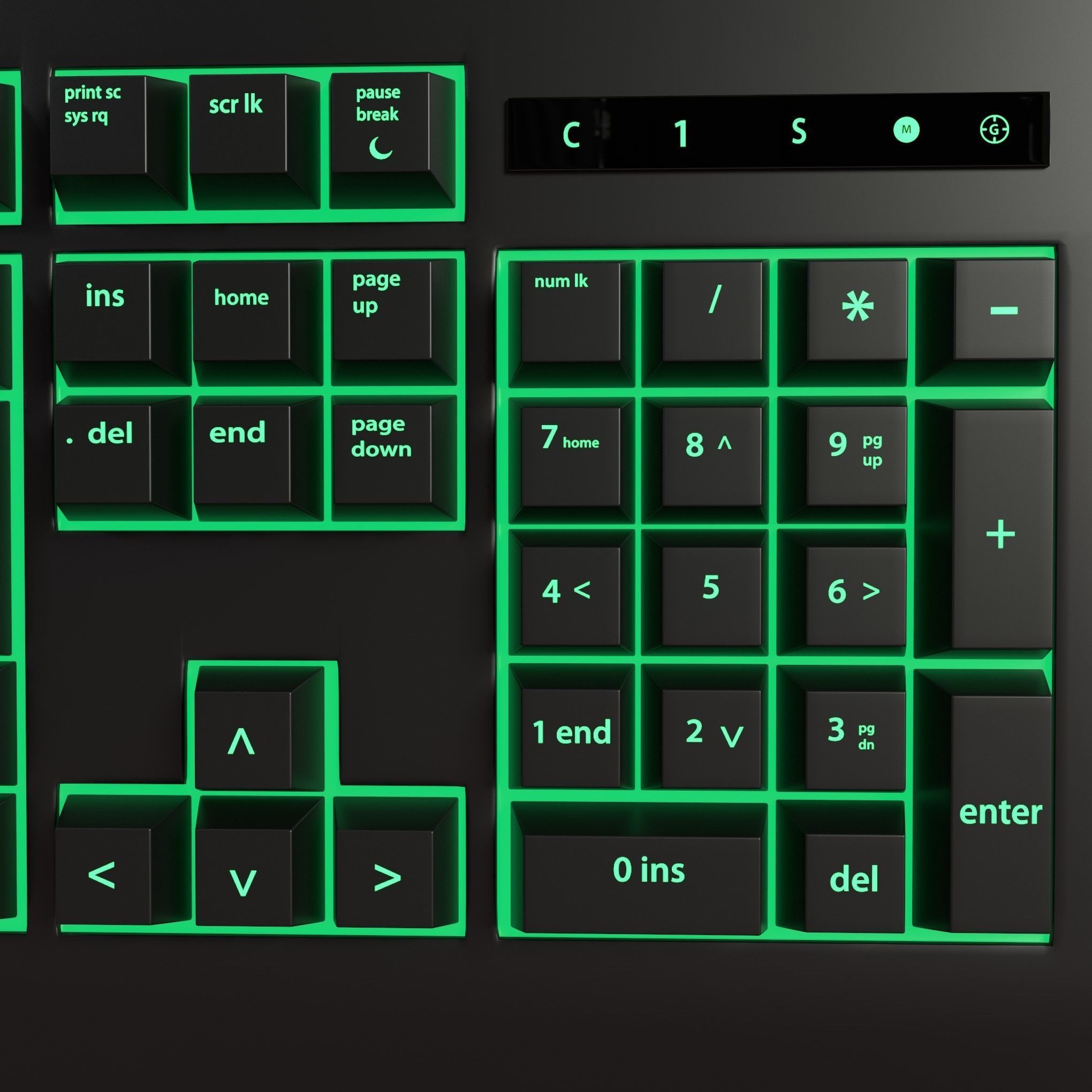 Green rgb pc keyboard 3D model_3