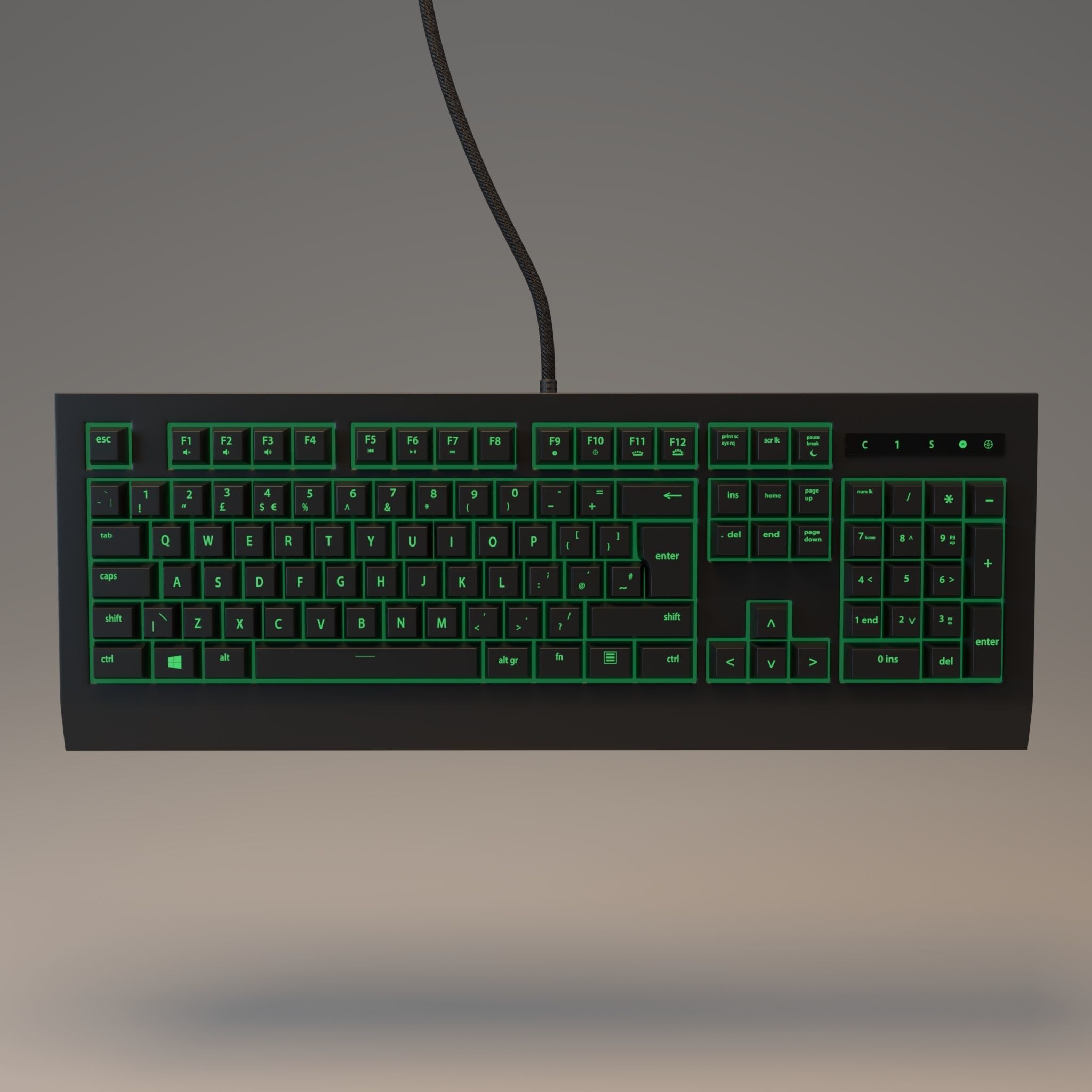 Green rgb pc keyboard 3D model_1