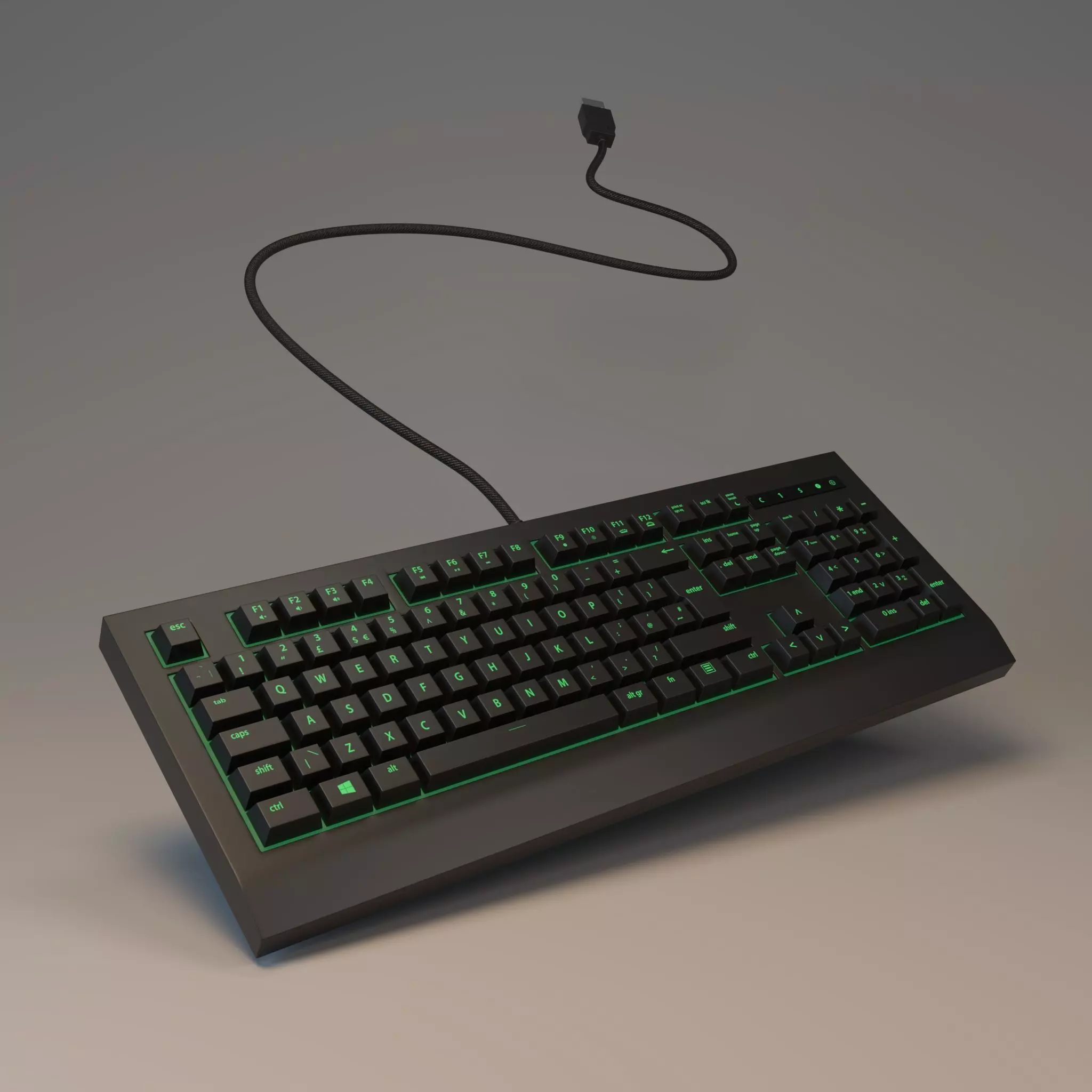 Green rgb pc keyboard 3D model_0