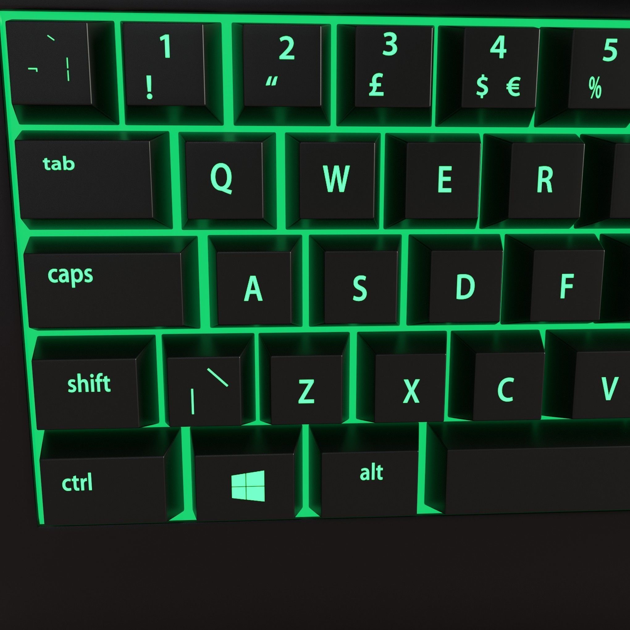 Green rgb pc keyboard 3D model_4