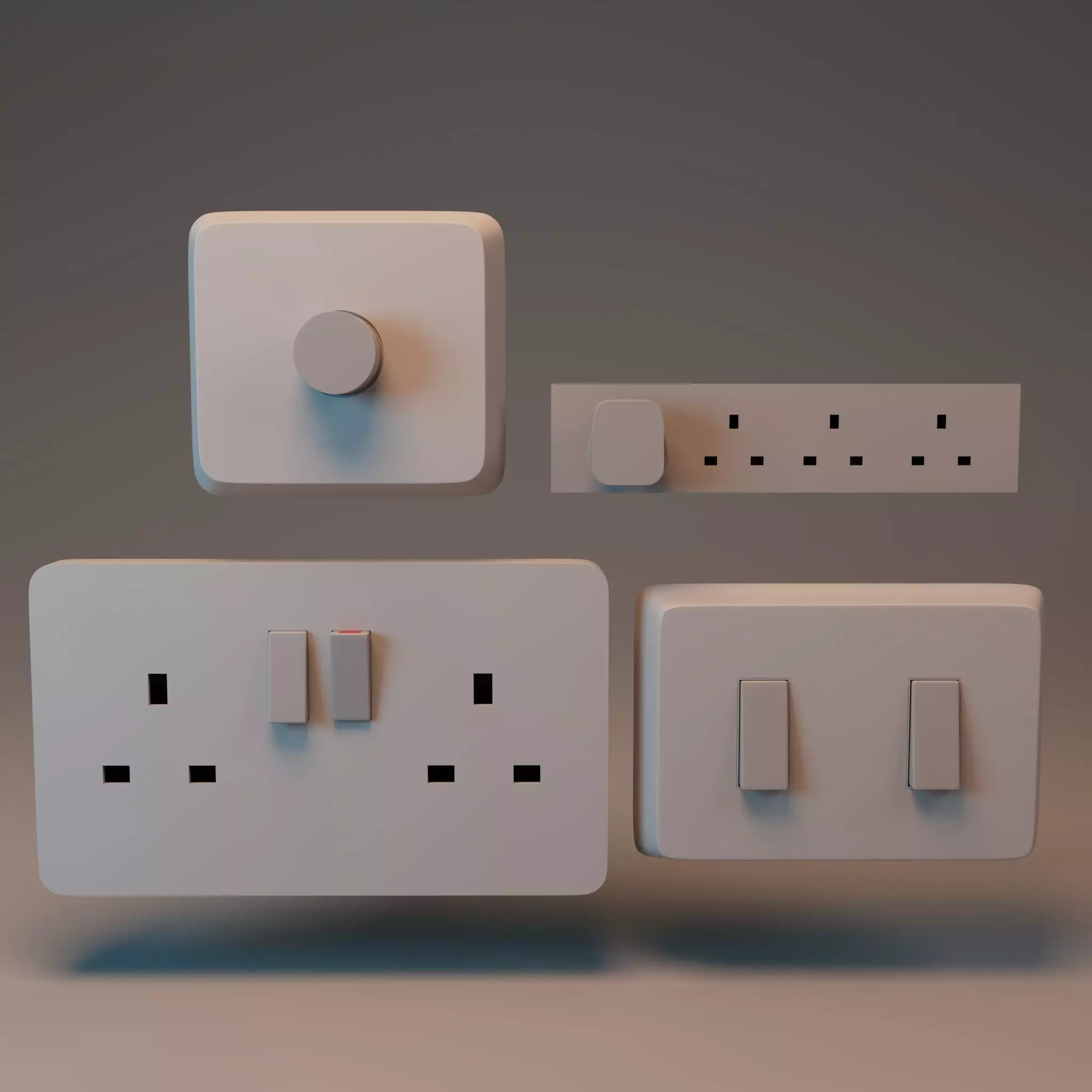 United Kingdom socket and switch 3D model_0