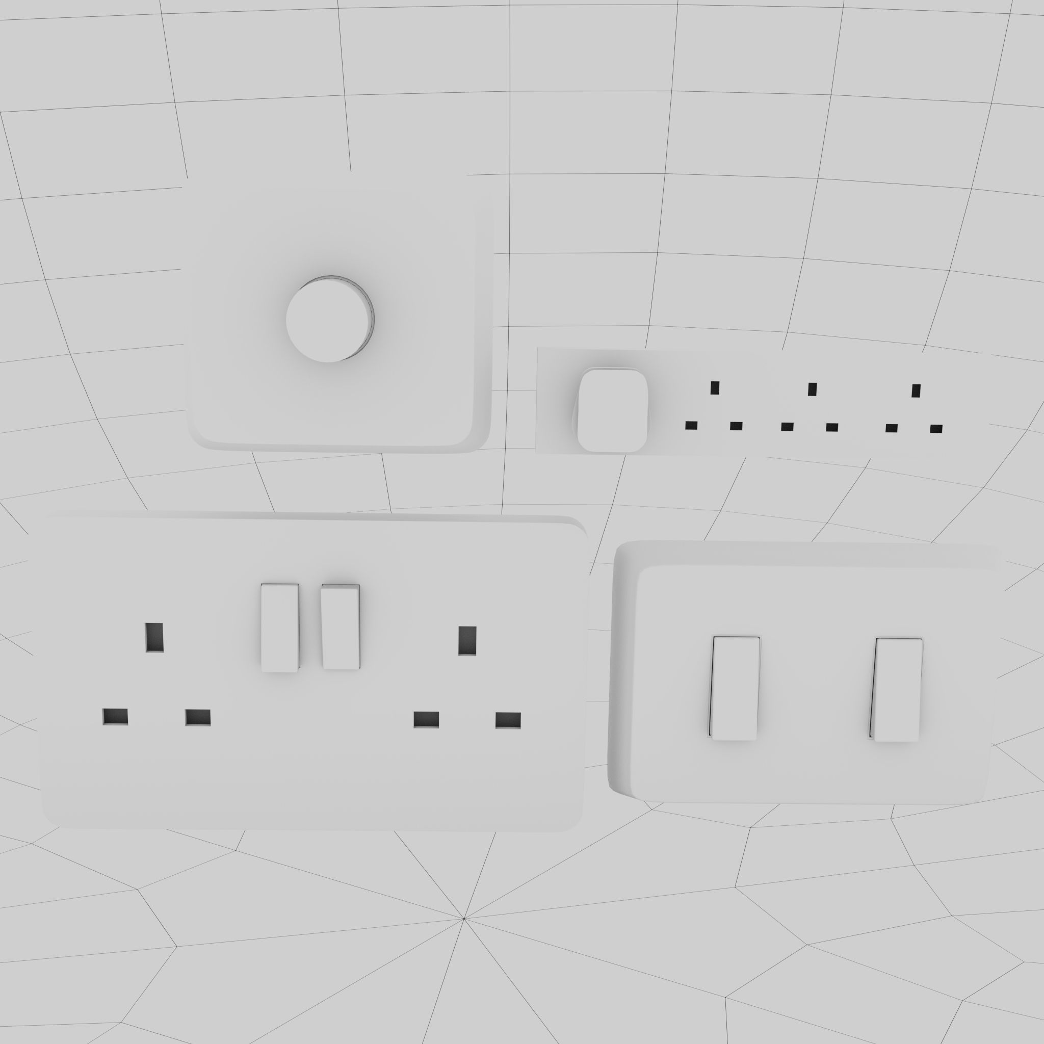 United Kingdom socket and switch 3D model_4