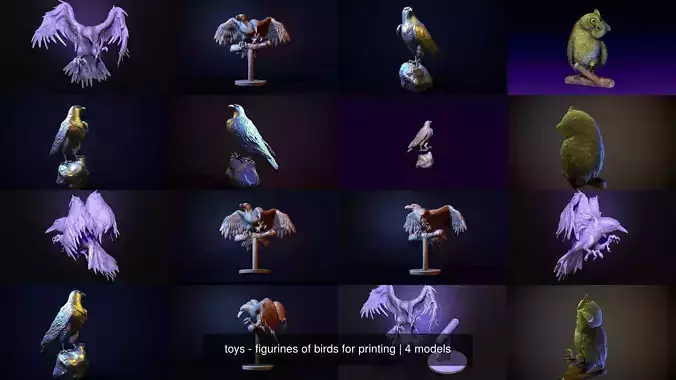 toys - figurines of birds for printing 3D Model Collection