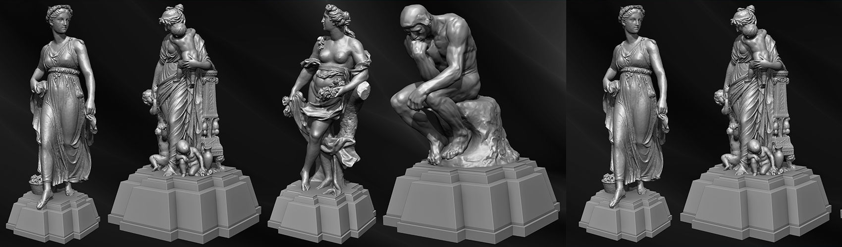 20 Statues Kitbash Vol 02 Low-poly 3D model_5
