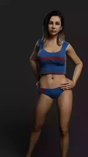 Jubilee woman in bikini Low-poly 3D model