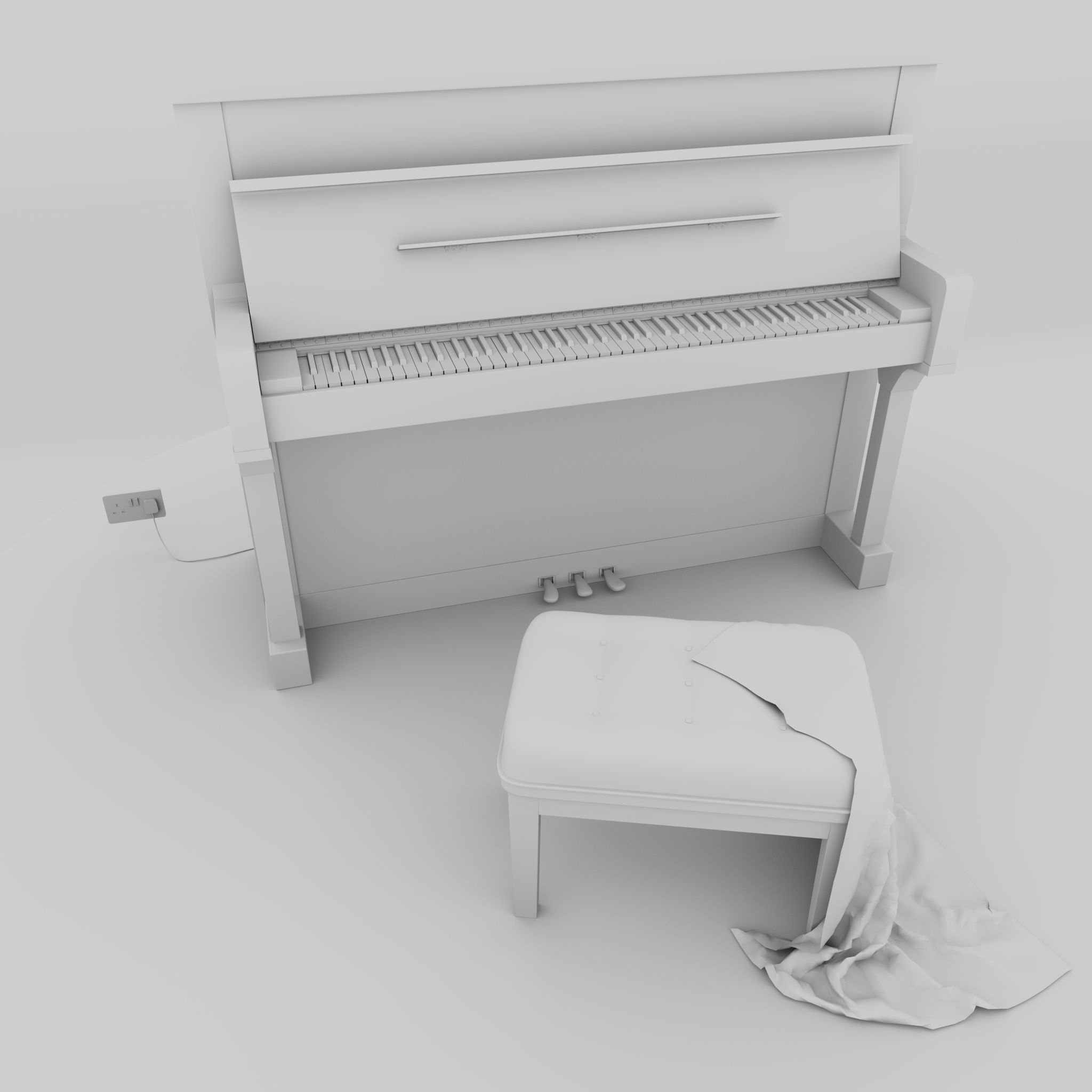 Piano and stool 3D model_5