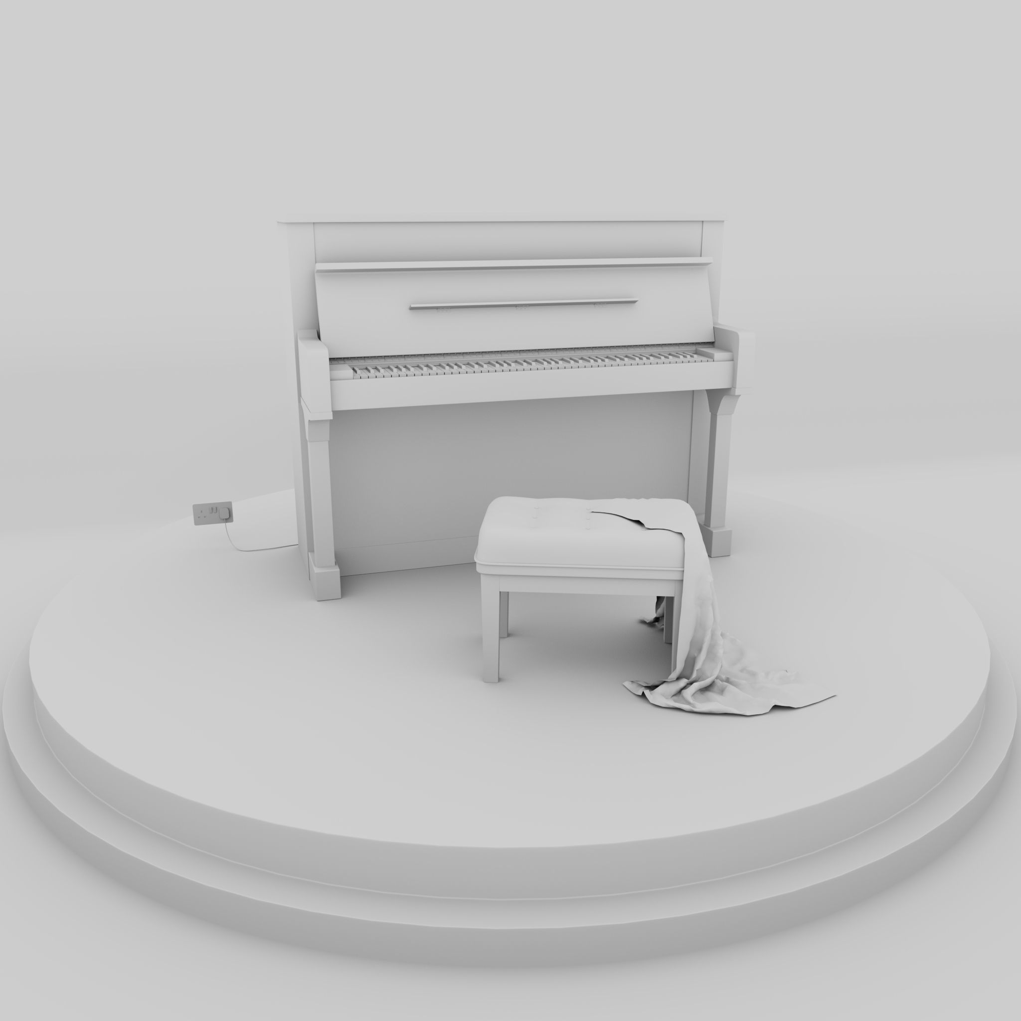 Piano and stool 3D model_4