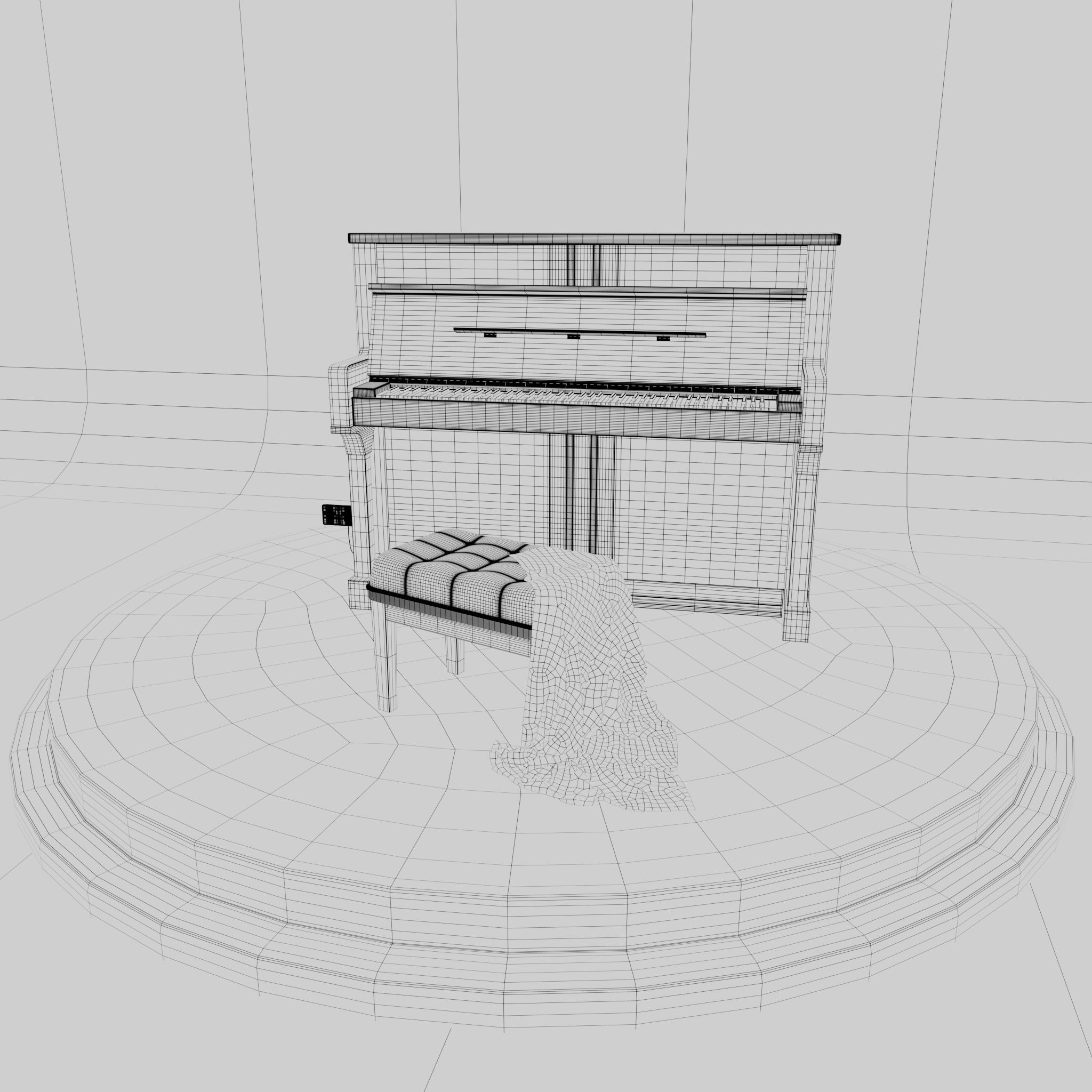 Piano and stool 3D model_3