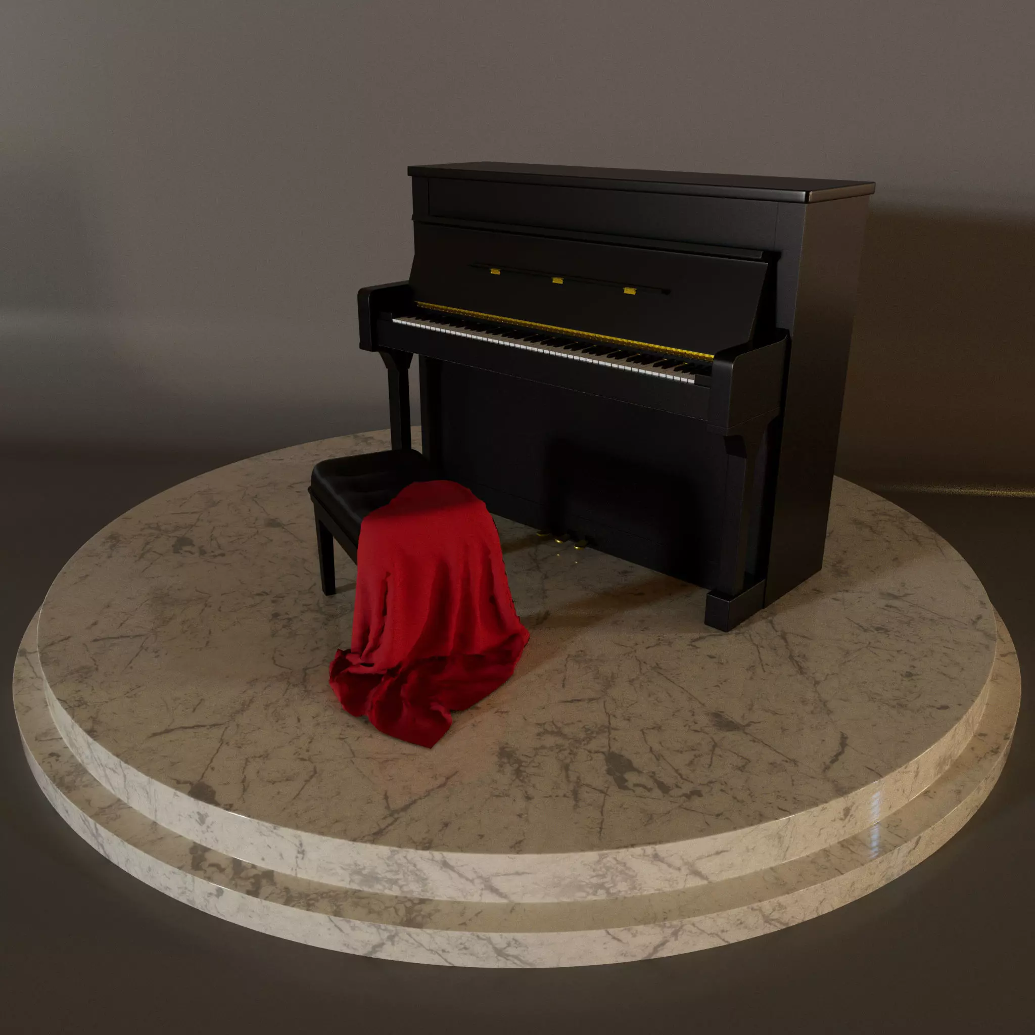 Piano and stool 3D model_0