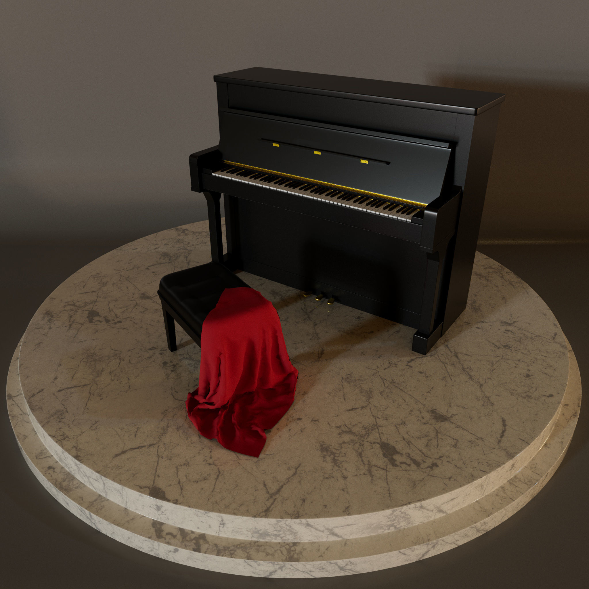 Piano and stool 3D model_1