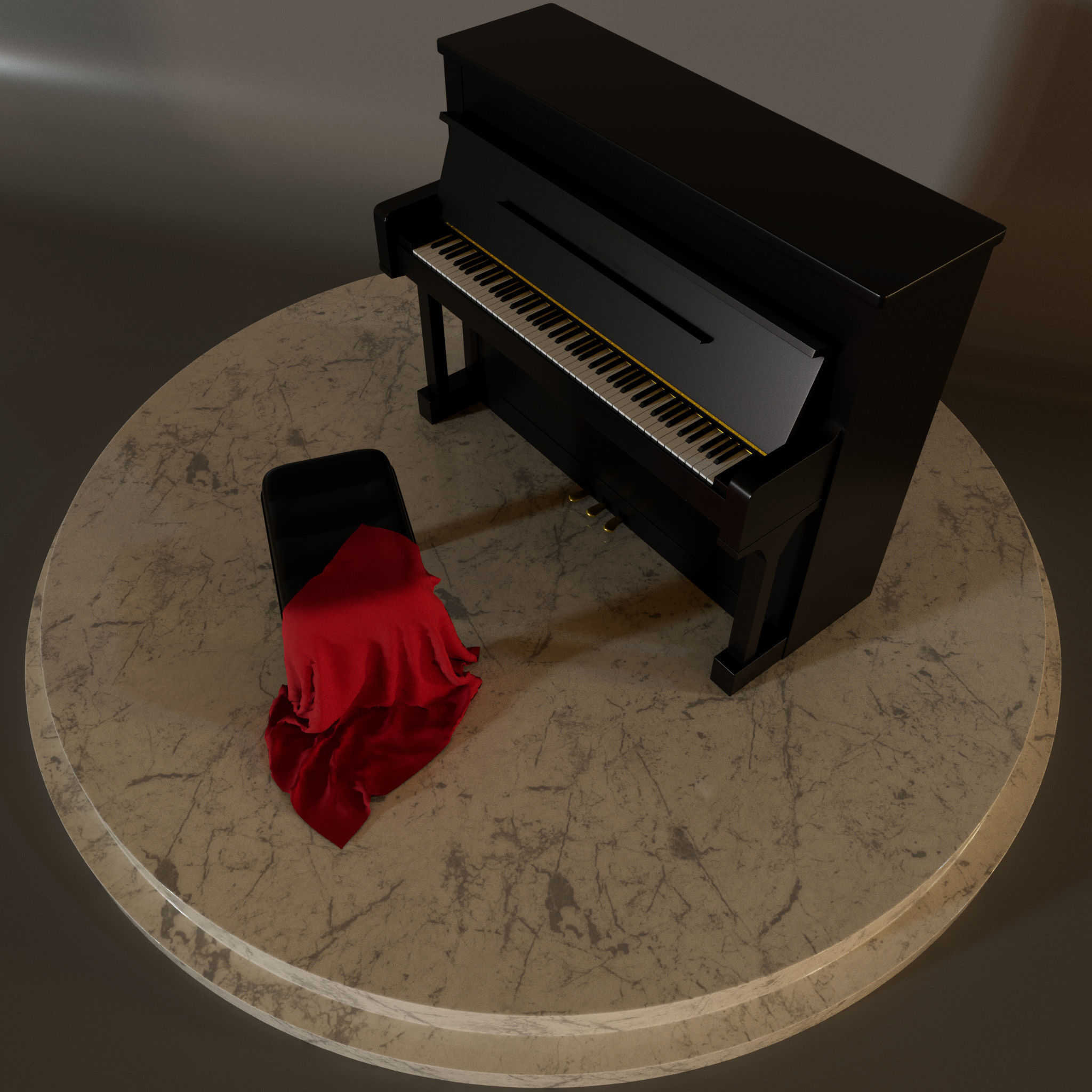 Piano and stool 3D model_2