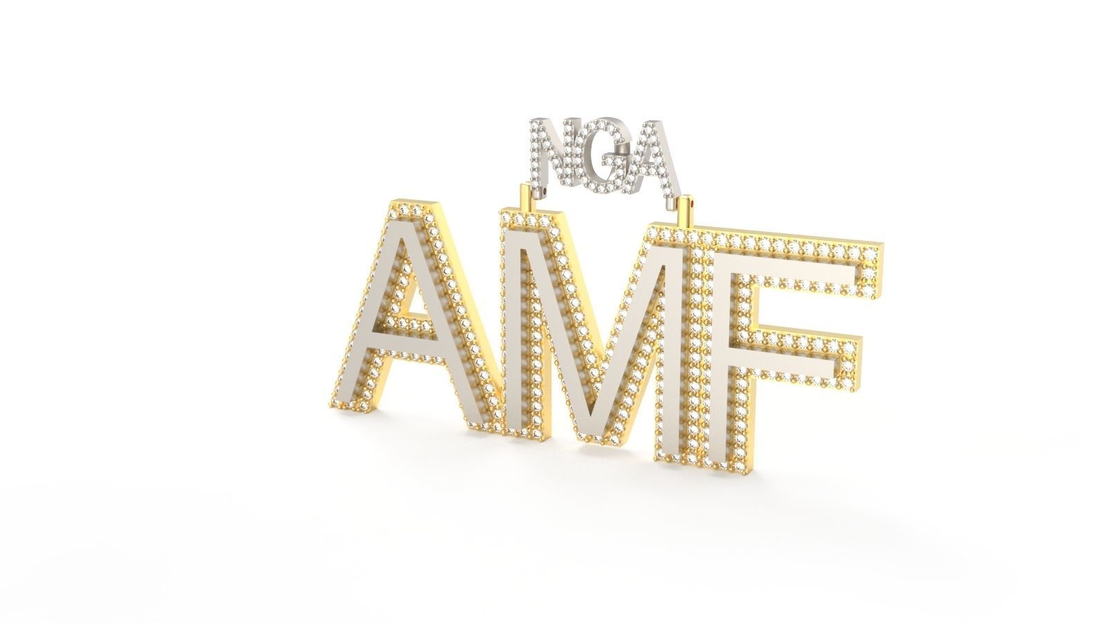 Model 721 AMF Name Logo Diamond Pendant 3D print model_3