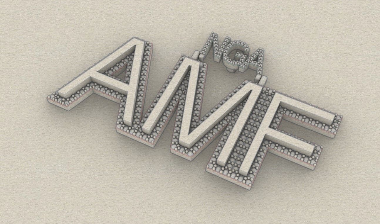Model 721 AMF Name Logo Diamond Pendant 3D print model_8