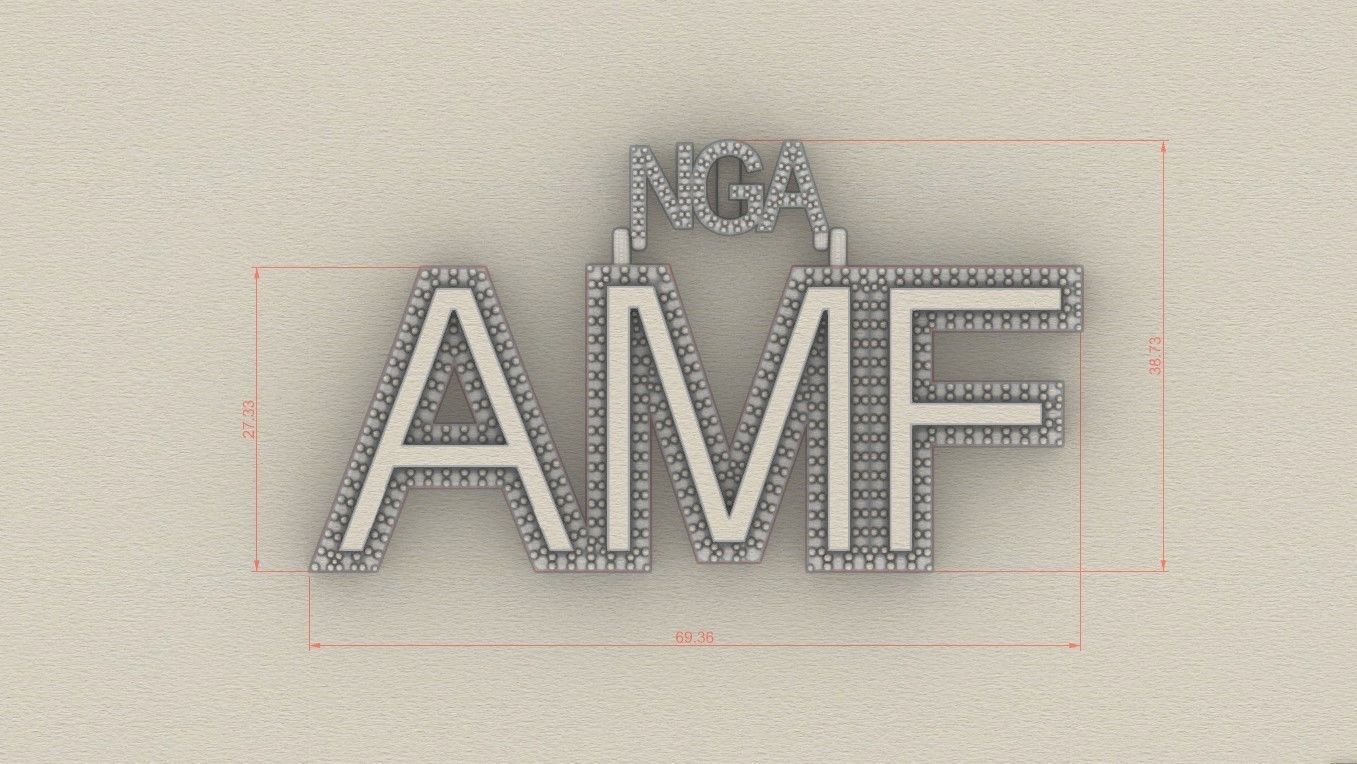 Model 721 AMF Name Logo Diamond Pendant 3D print model_9