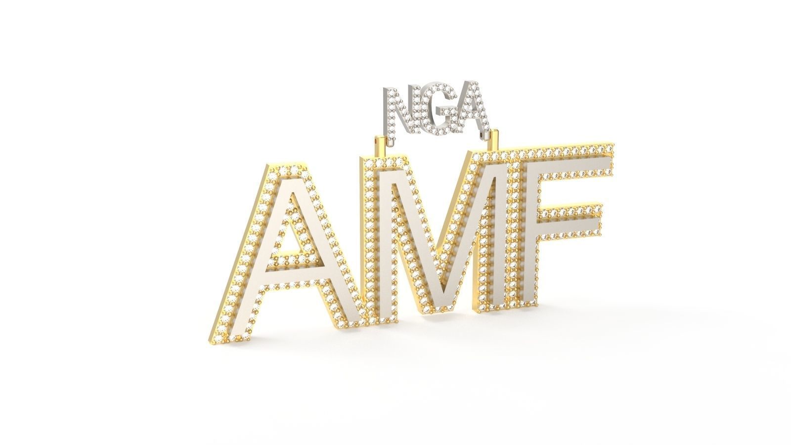 Model 721 AMF Name Logo Diamond Pendant 3D print model_2