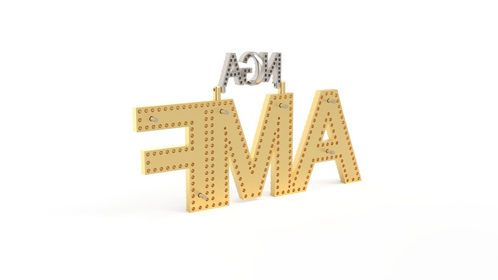 Model 721 AMF Name Logo Diamond Pendant 3D print model_4