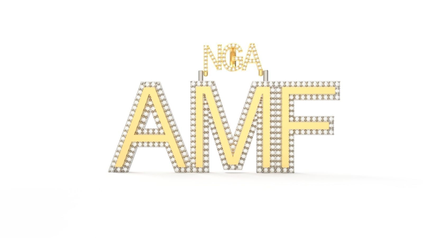 Model 721 AMF Name Logo Diamond Pendant 3D print model_5