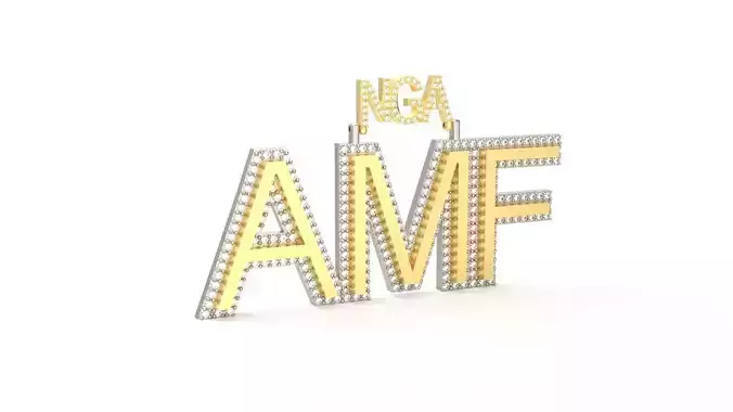Model 721 AMF Name Logo Diamond Pendant