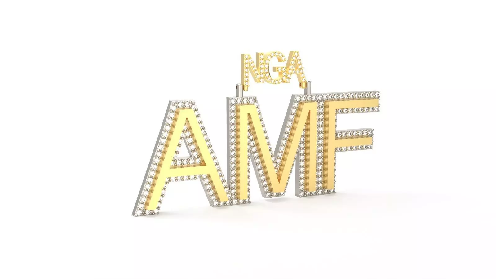 Model 721 AMF Name Logo Diamond Pendant 3D print model_0