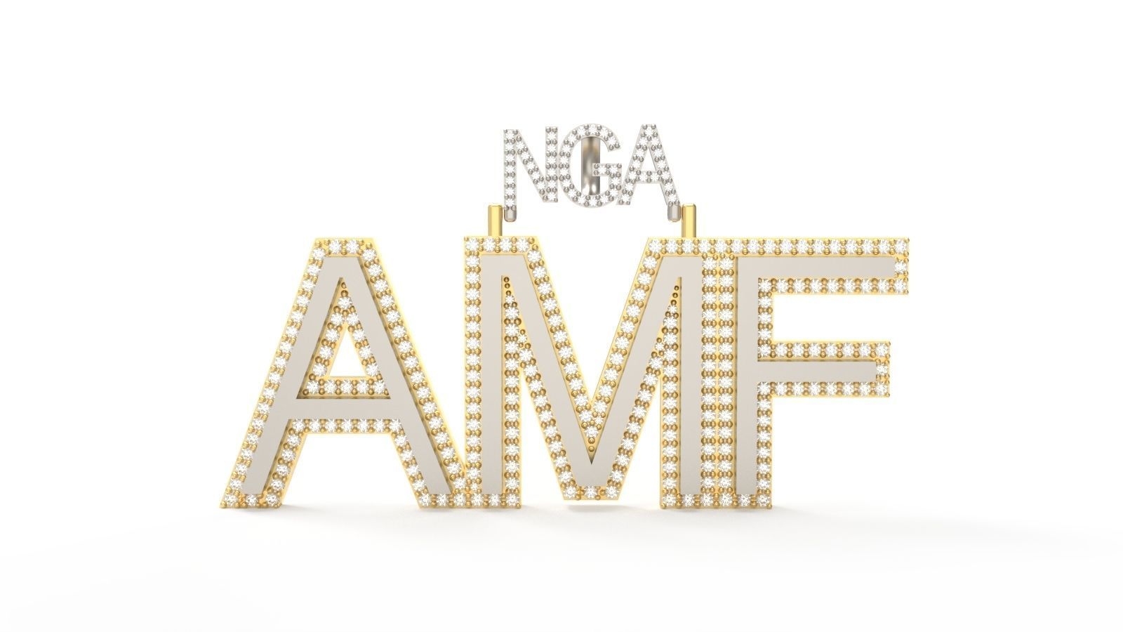 Model 721 AMF Name Logo Diamond Pendant 3D print model_1