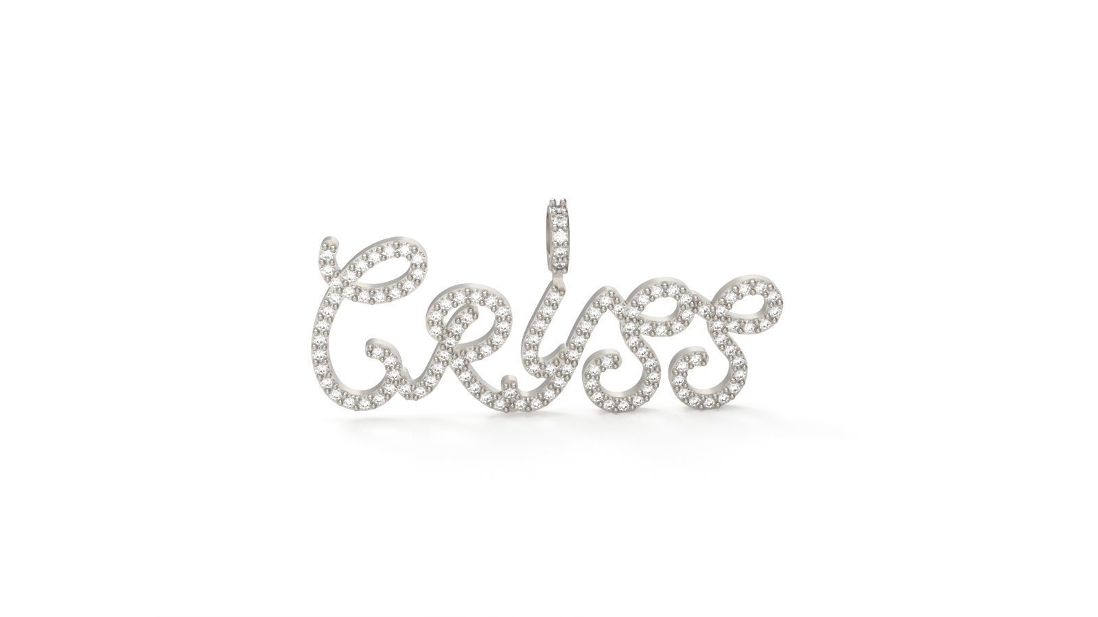 Model 723 Cryss Name Plate Diamond Pendant 3D print model_2