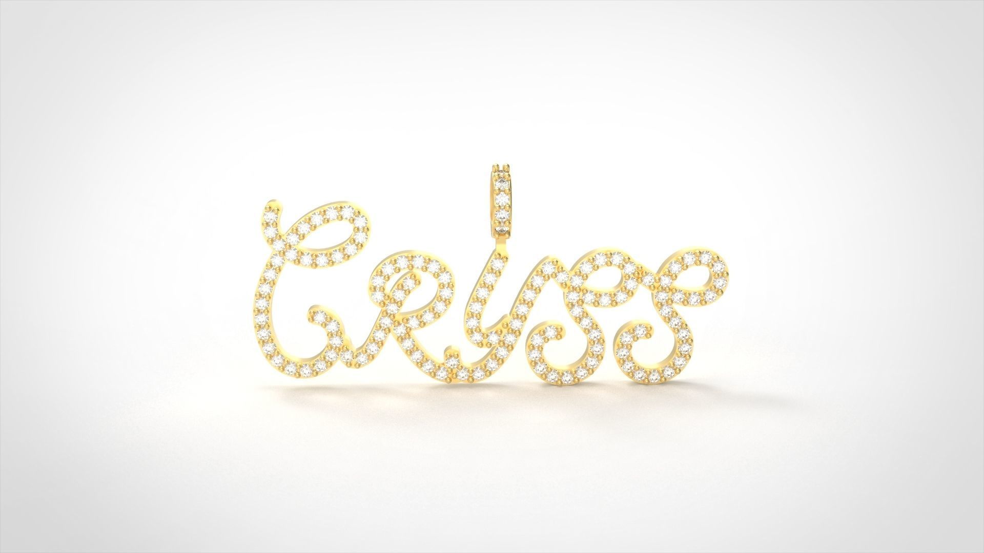 Model 723 Cryss Name Plate Diamond Pendant 3D print model_3
