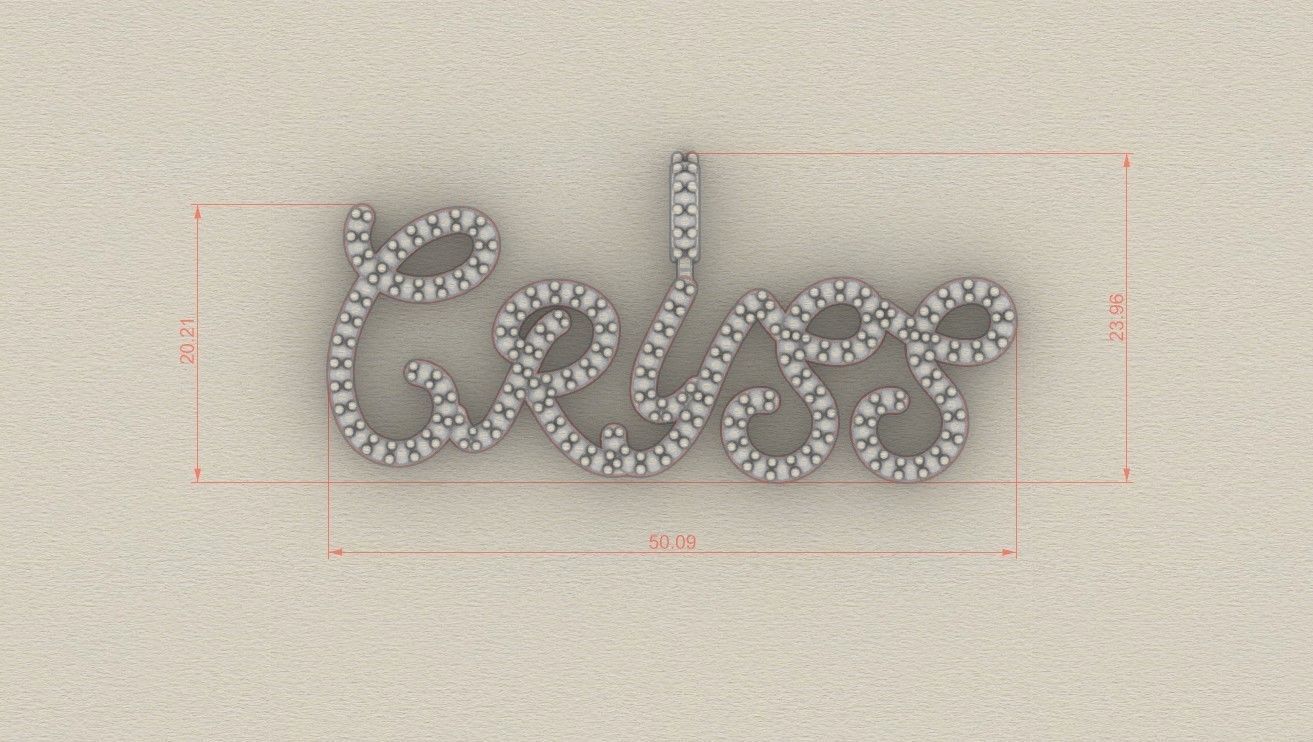 Model 723 Cryss Name Plate Diamond Pendant 3D print model_4