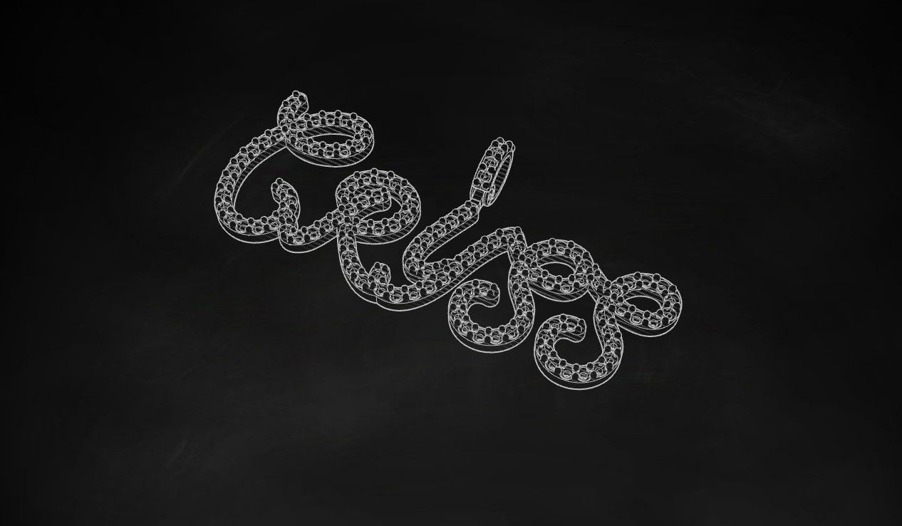 Model 723 Cryss Name Plate Diamond Pendant 3D print model_9