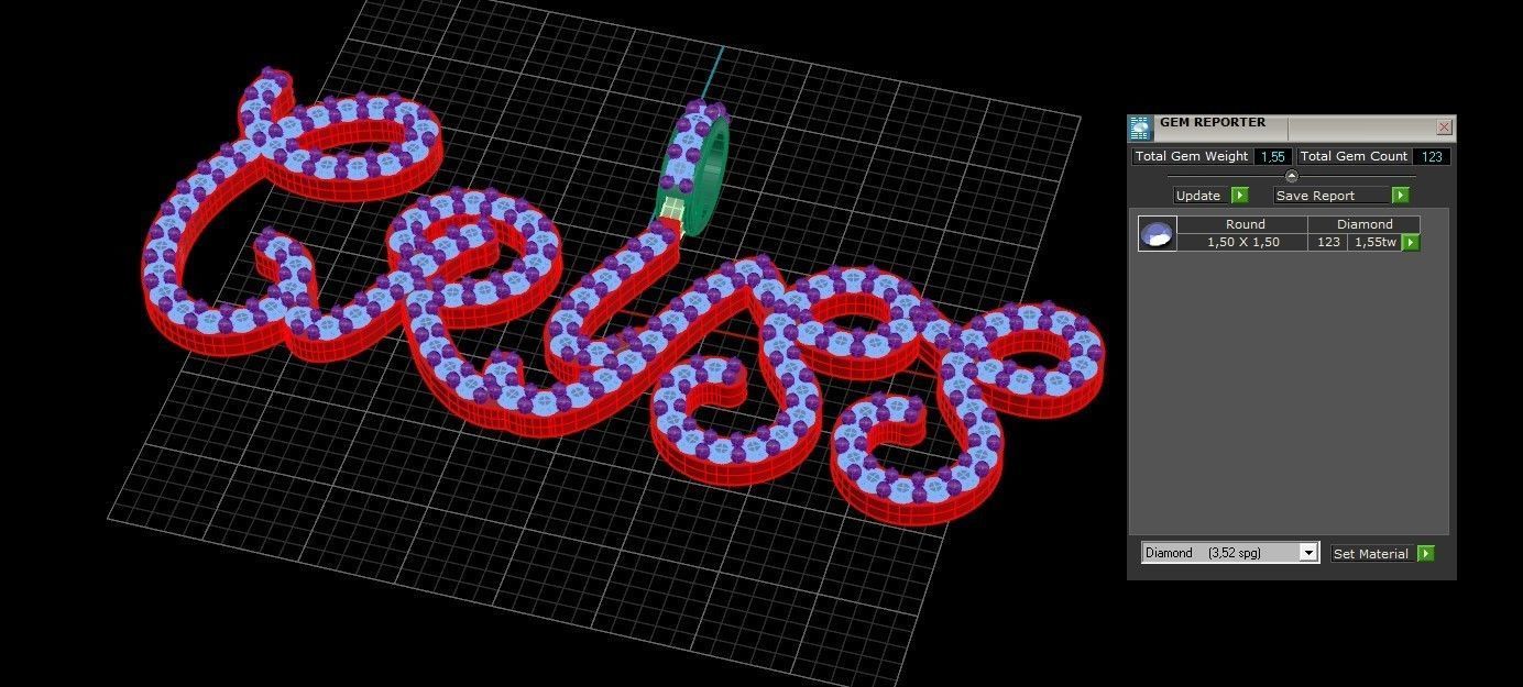 Model 723 Cryss Name Plate Diamond Pendant 3D print model_8