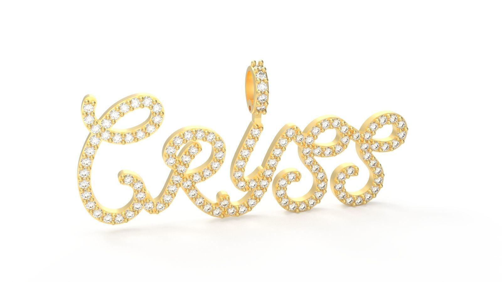 Model 723 Cryss Name Plate Diamond Pendant 3D print model_1