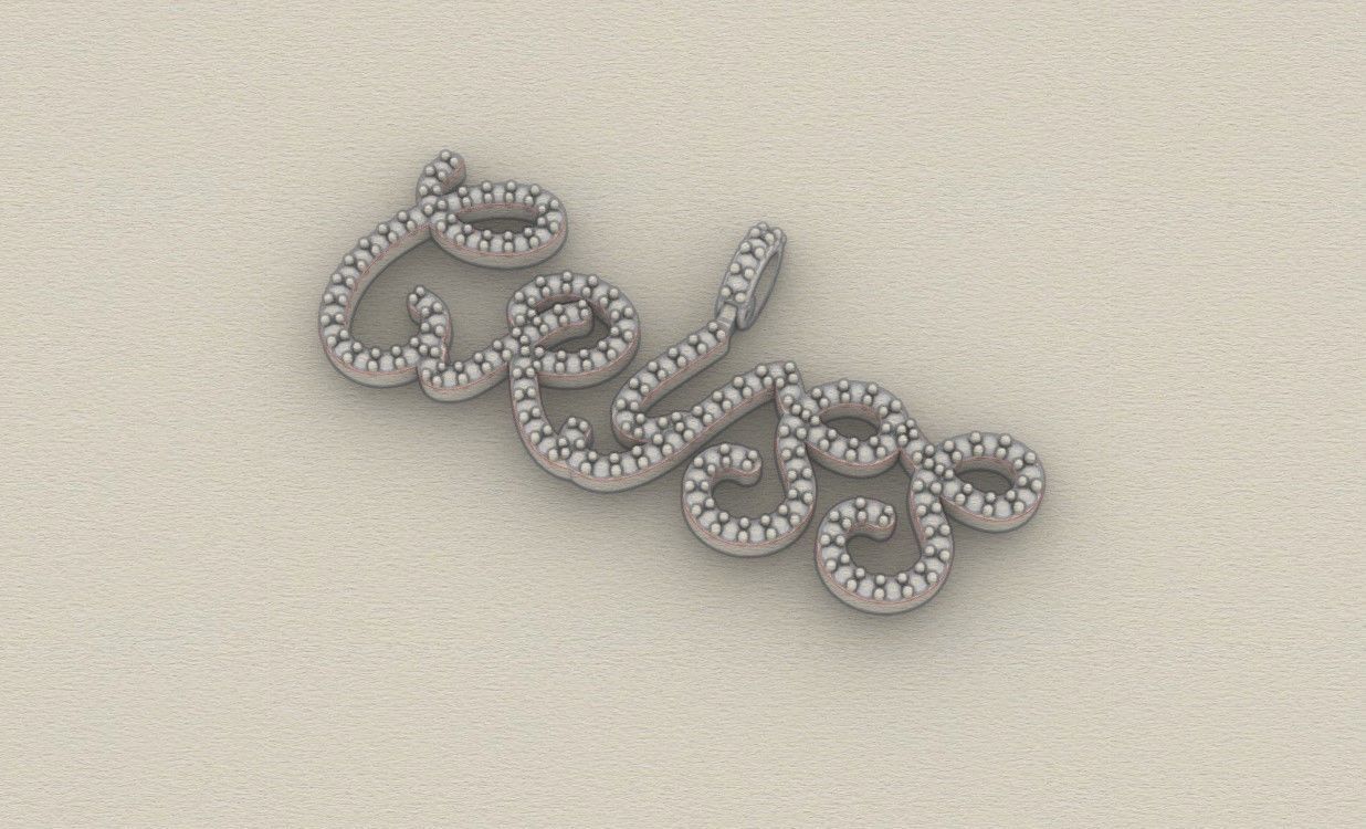 Model 723 Cryss Name Plate Diamond Pendant 3D print model_7