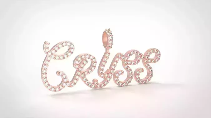 Model 723 Cryss Name Plate Diamond Pendant 3D print model