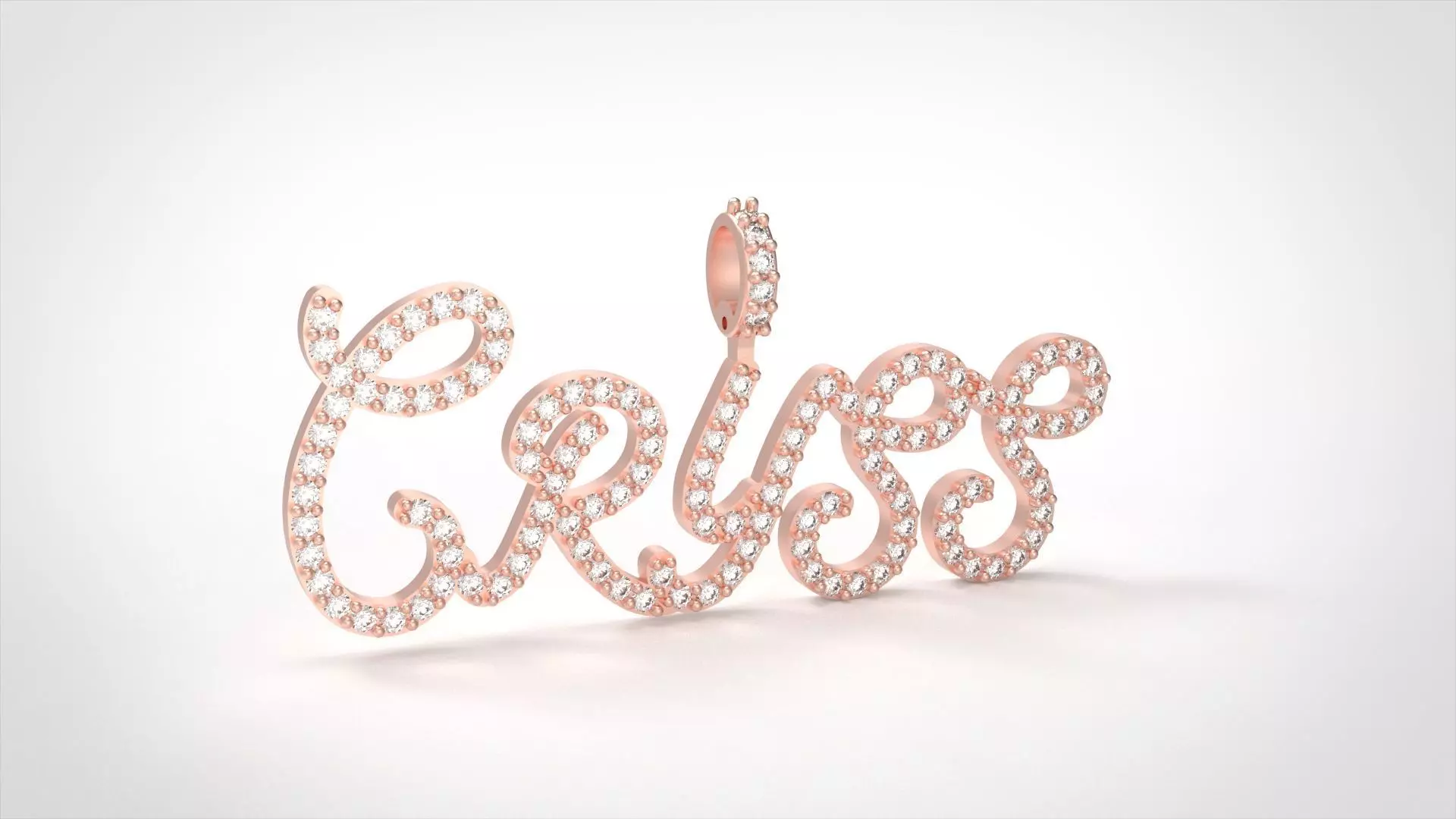 Model 723 Cryss Name Plate Diamond Pendant 3D print model_0