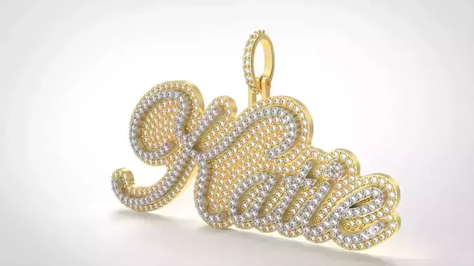 Model 724 Katie Name Plate Diamond Pendant