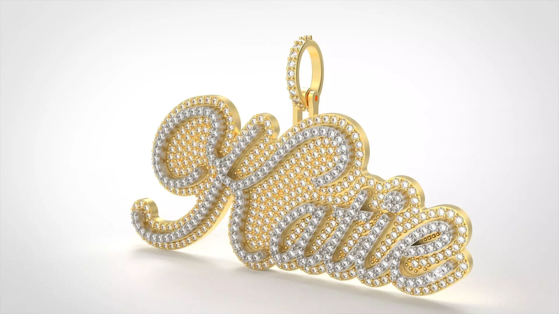 Model 724 Katie Name Plate Diamond Pendant 3D print model_0