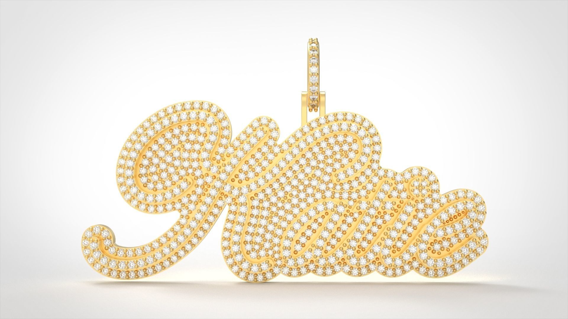 Model 724 Katie Name Plate Diamond Pendant 3D print model_3