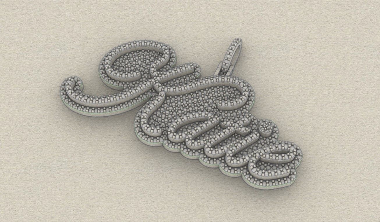 Model 724 Katie Name Plate Diamond Pendant 3D print model_15