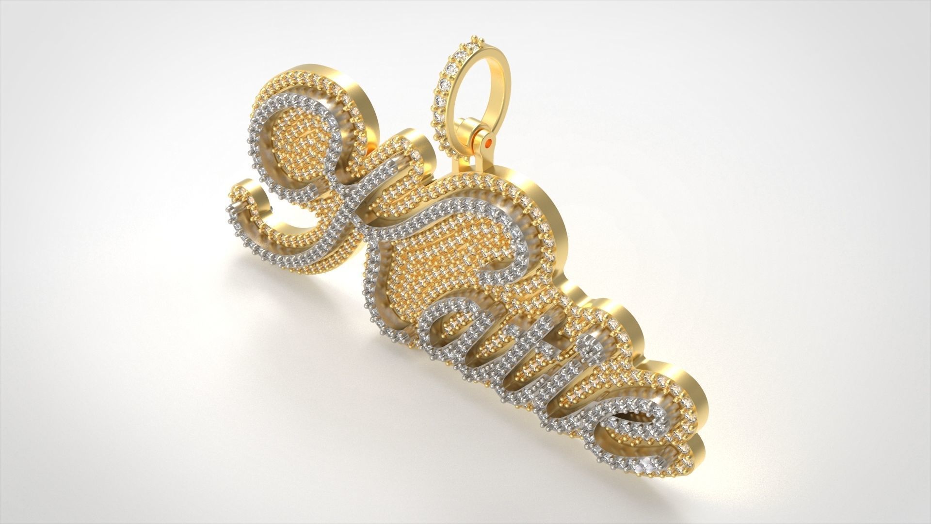 Model 724 Katie Name Plate Diamond Pendant 3D print model_1