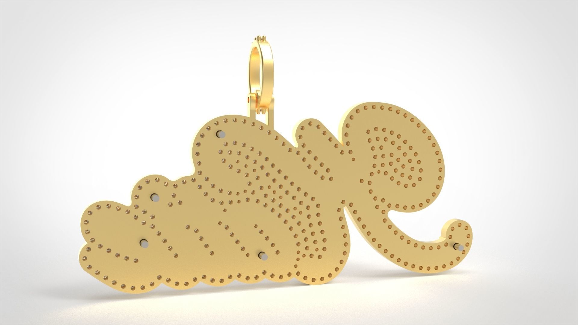 Model 724 Katie Name Plate Diamond Pendant 3D print model_9