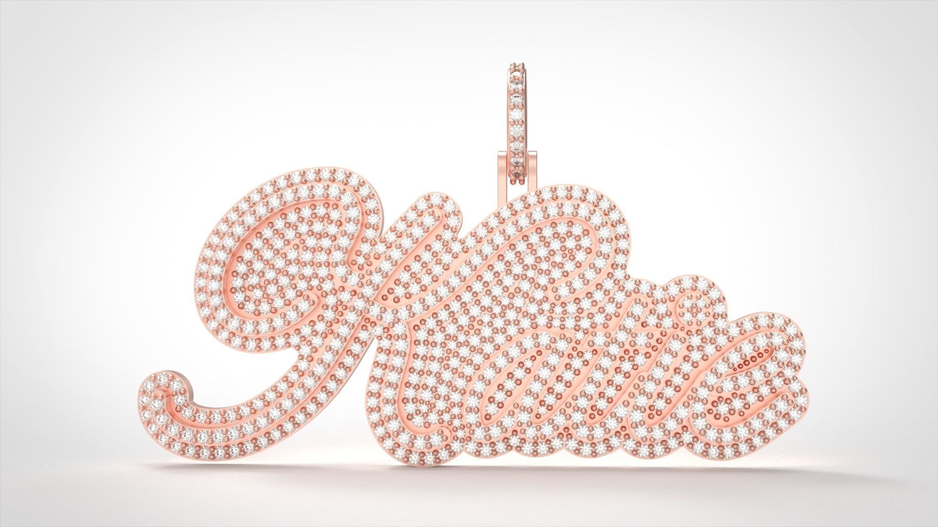 Model 724 Katie Name Plate Diamond Pendant 3D print model_6
