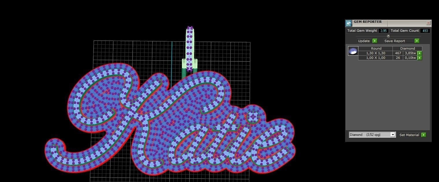 Model 724 Katie Name Plate Diamond Pendant 3D print model_17