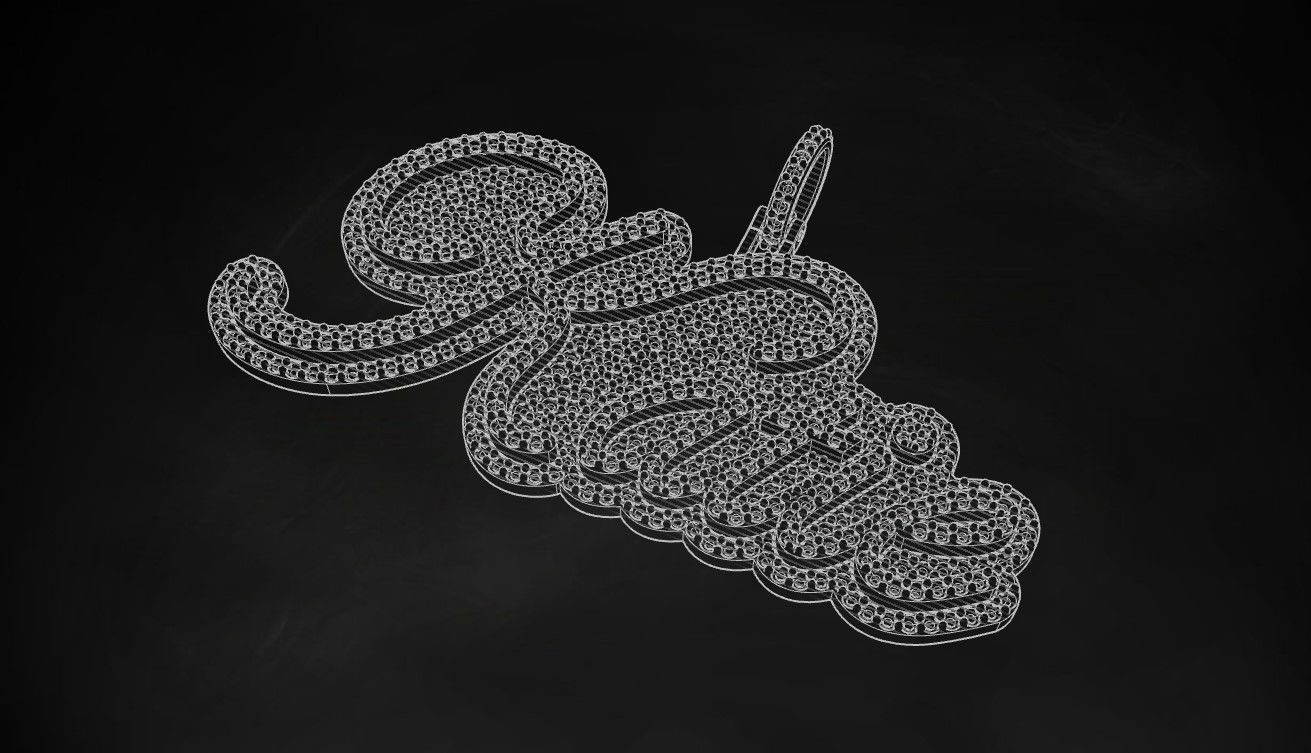 Model 724 Katie Name Plate Diamond Pendant 3D print model_16