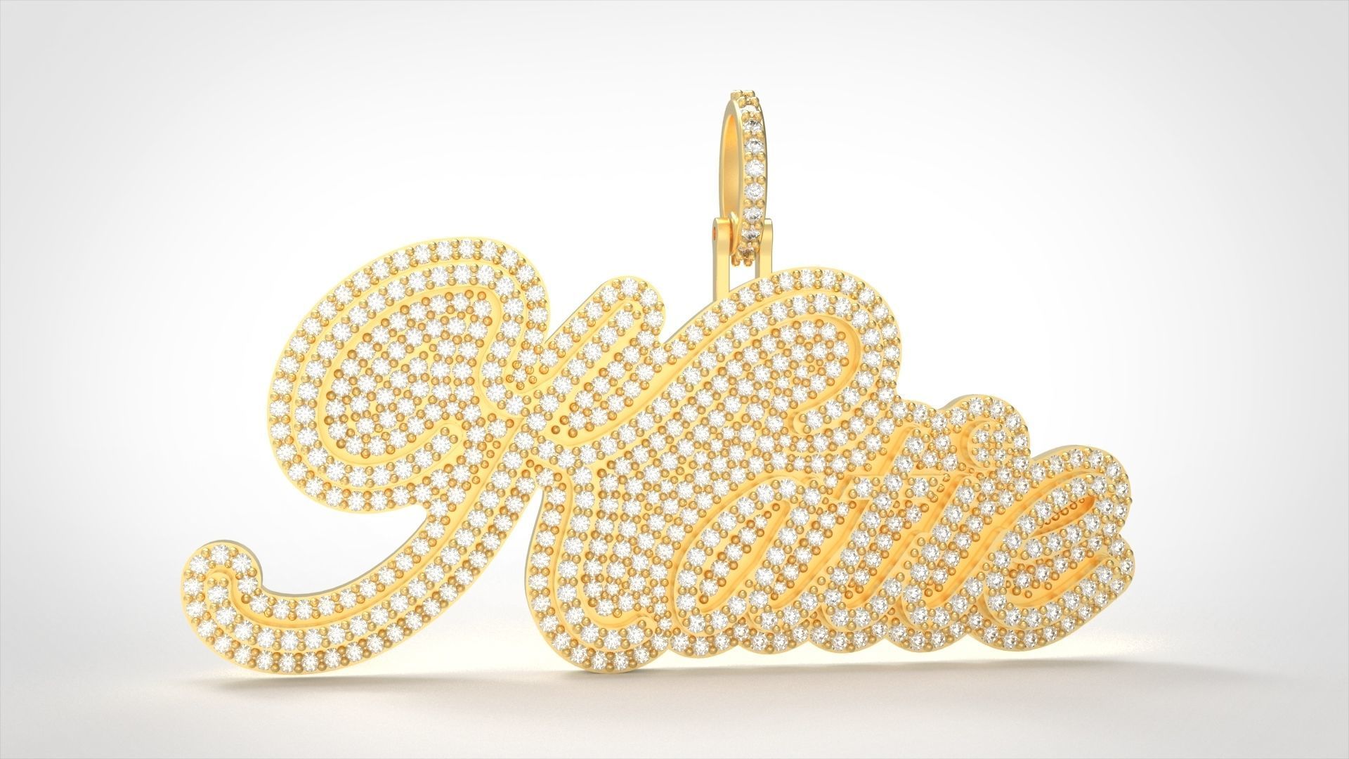 Model 724 Katie Name Plate Diamond Pendant 3D print model_2