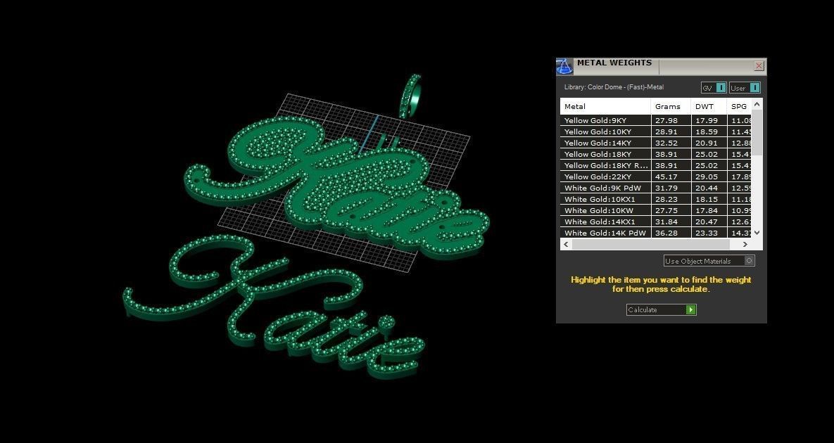 Model 724 Katie Name Plate Diamond Pendant 3D print model_18